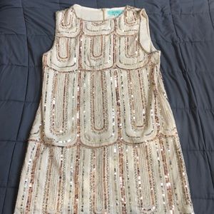 Sequin flapper art deco NYE gold silver costume dress
